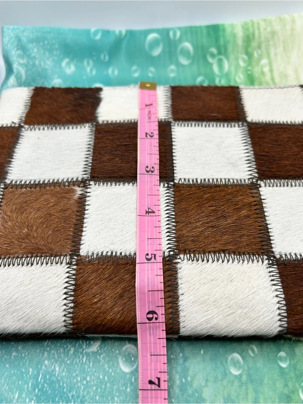 Checkerboard Hair on Hide Clutch / Wristlet, Brown & White Cowhide New With Tags